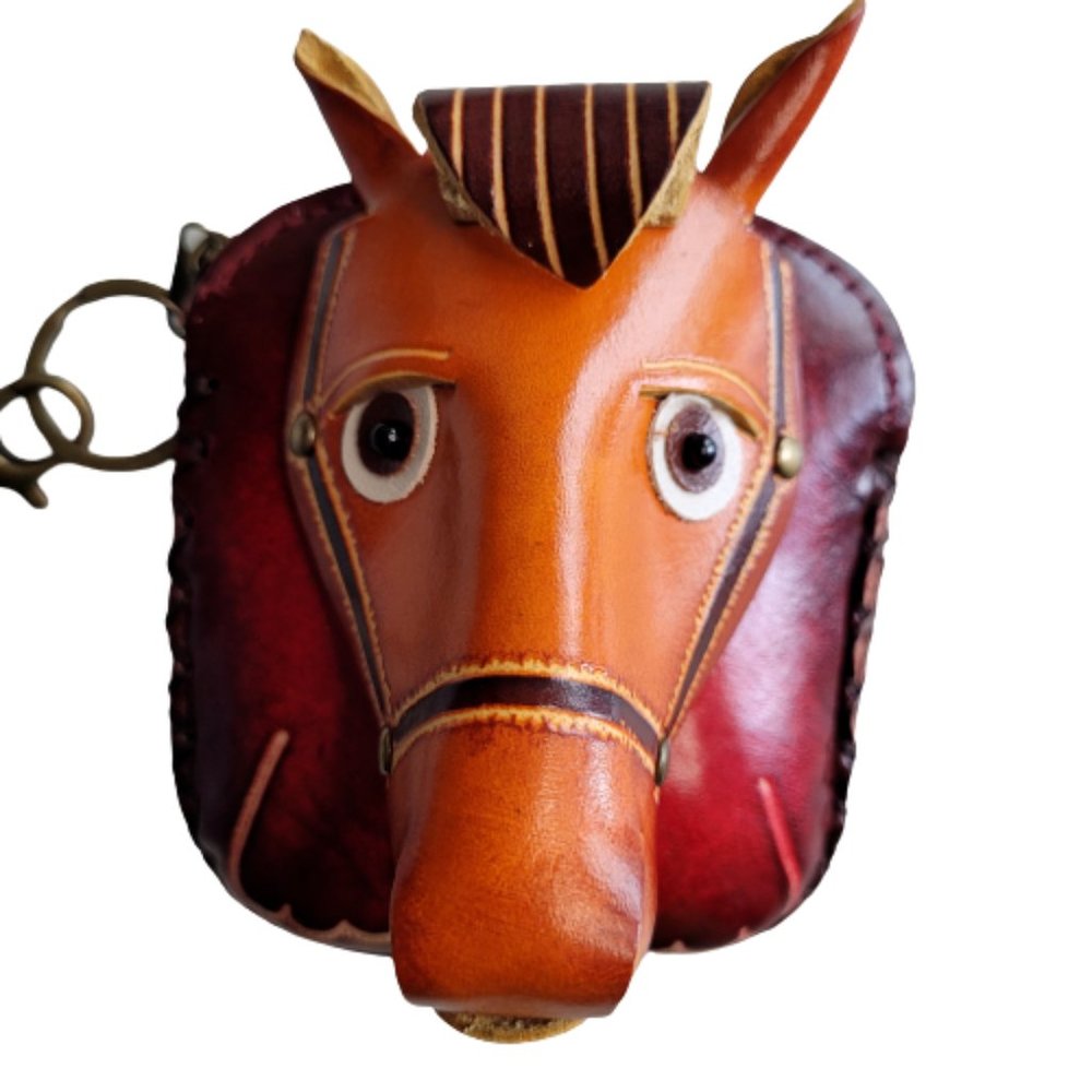 Horse Leather Wristlet Wallet Change Coin Purse Zip Closure Charm Western Pony